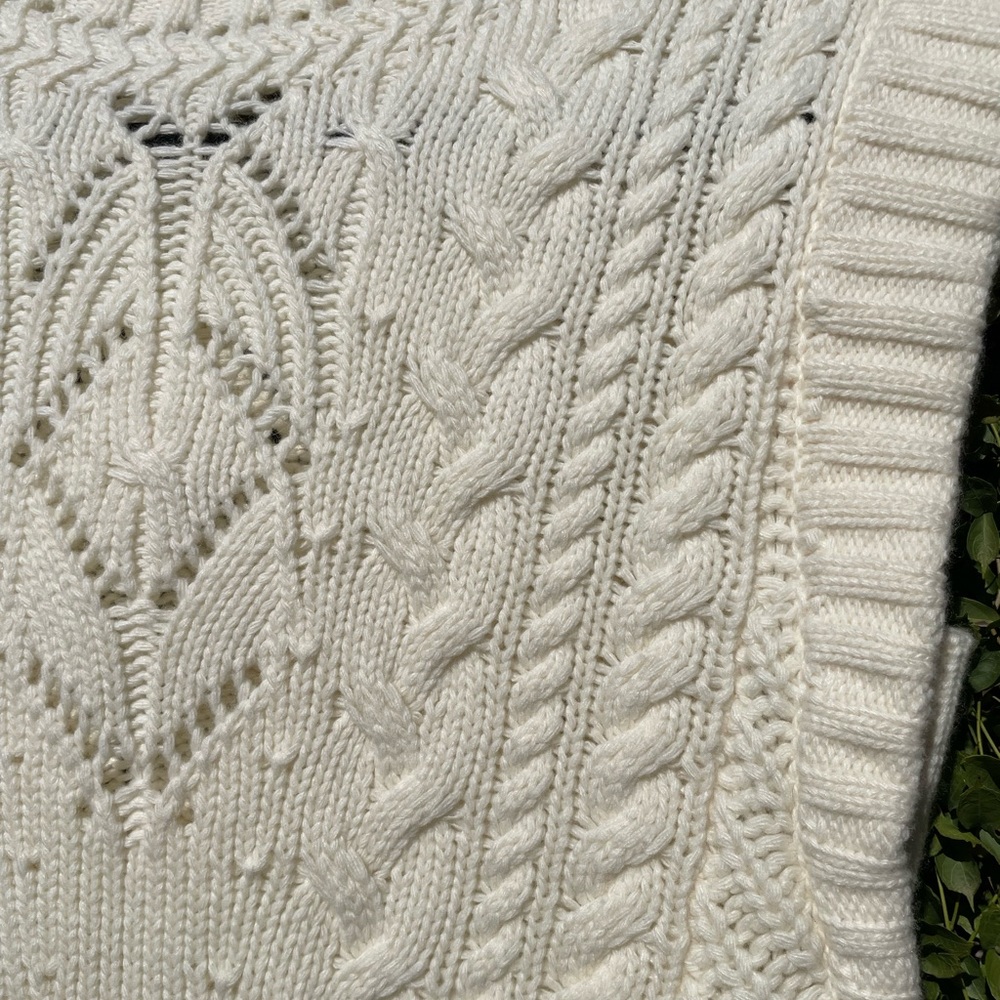 Veronica Beard Pinkett Cream Cable Knit Sweater Vest - Picture 3 of 10
